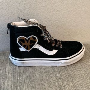 Vans Girls Sk8 Hi Leopard and Black Size 1